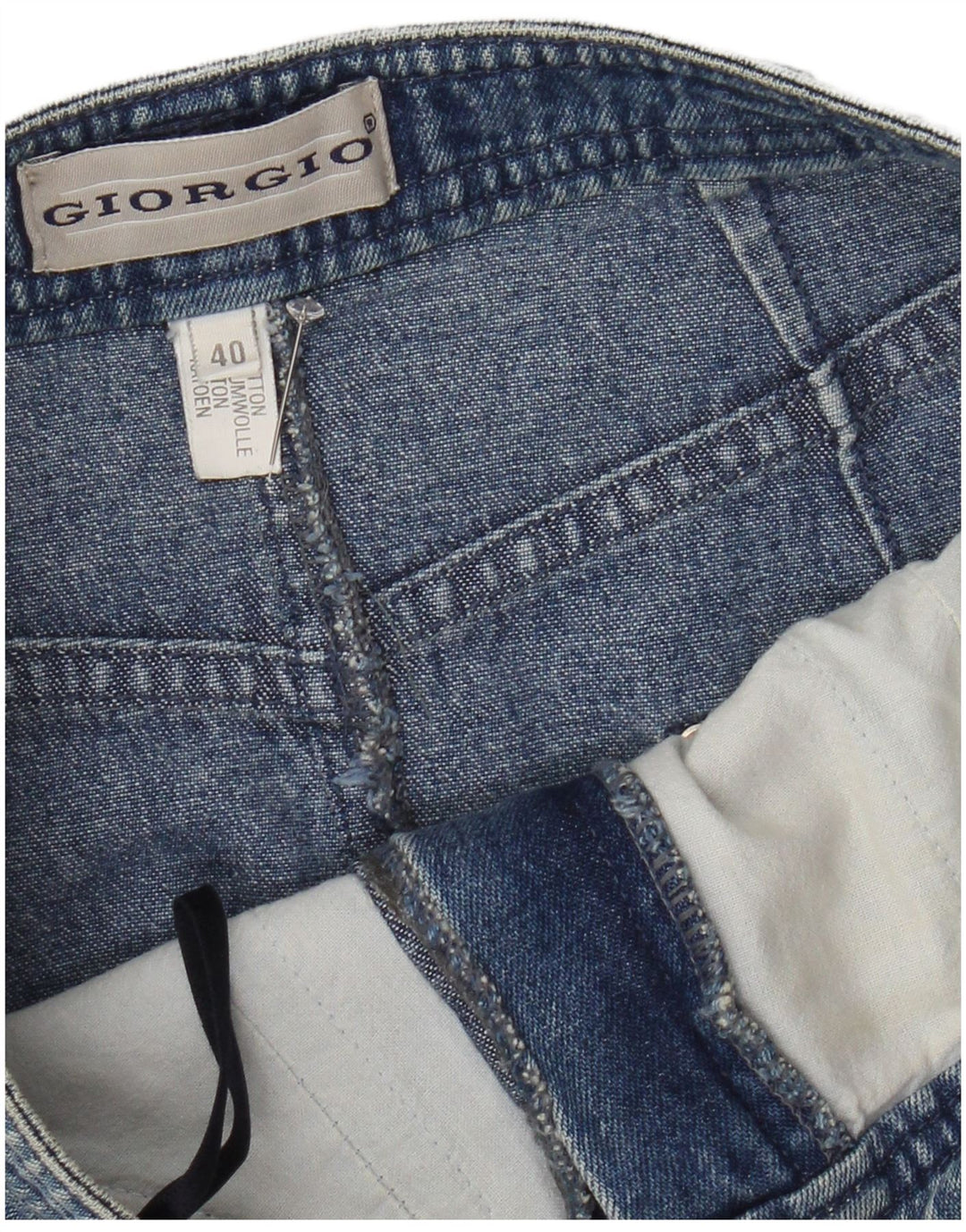 Saia jeans feminina vintage UE 40 médio W28 algodão azul