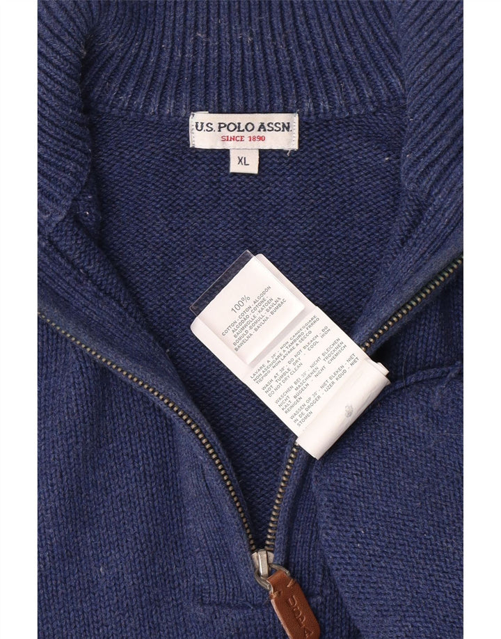 ASSN POLO DOS EUA. Suéter masculino com zíper e gola alta XL algodão azul
