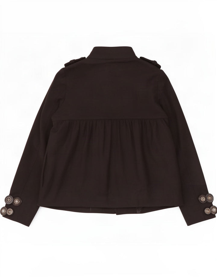 Casaco feminino Zara Pea Coat UK 16 grande lã preta