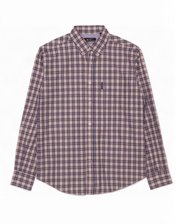 Camisa masculina Ben Sherman de algodão xadrez azul médio