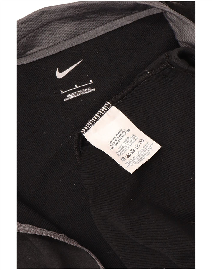 NIKE Mens Zip Neck Pullover Treino Top Grande Poliéster Preto