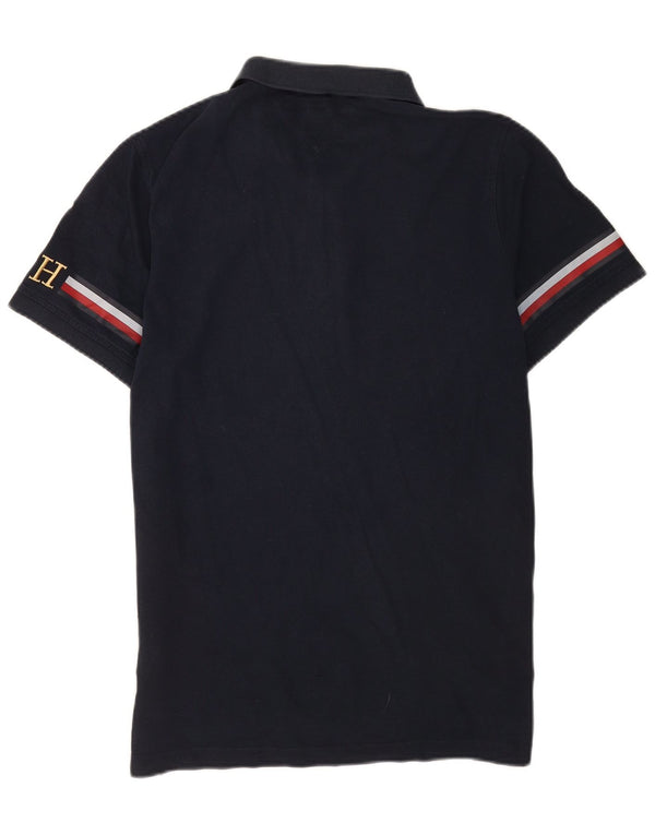 Camisa polo masculina Tommy Hilfiger Graphic Slim Fit grande algodão azul marinho