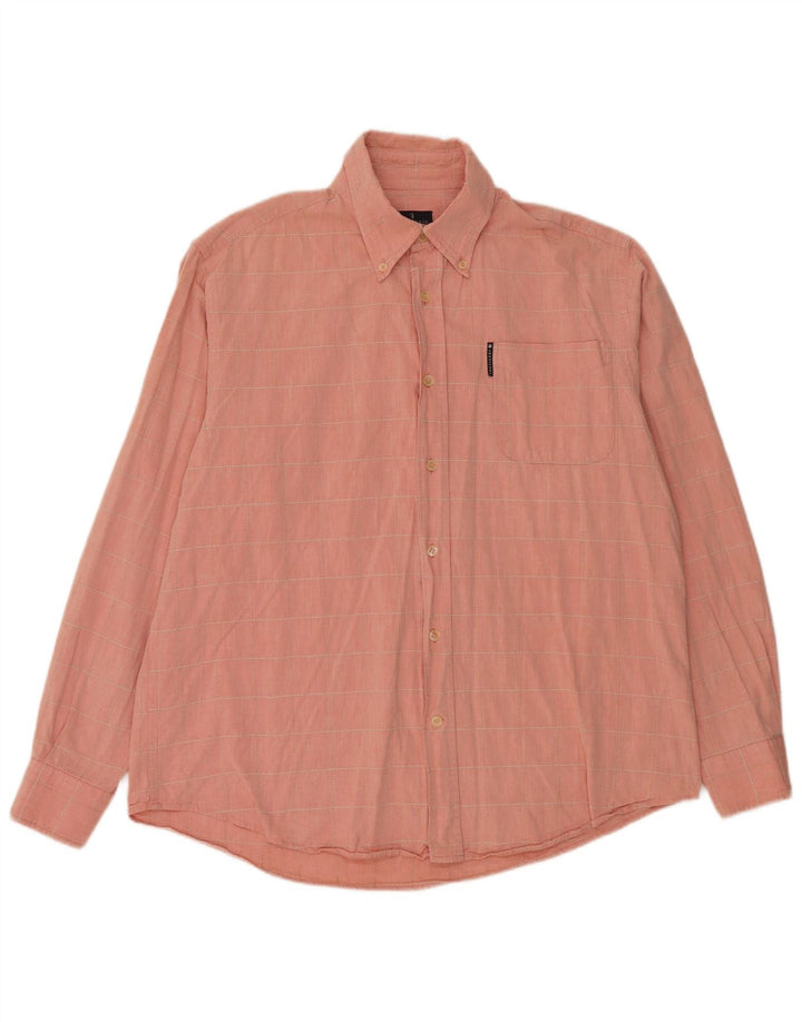 Camisa masculina TRUSSARDI JEANS grande algodão xadrez rosa