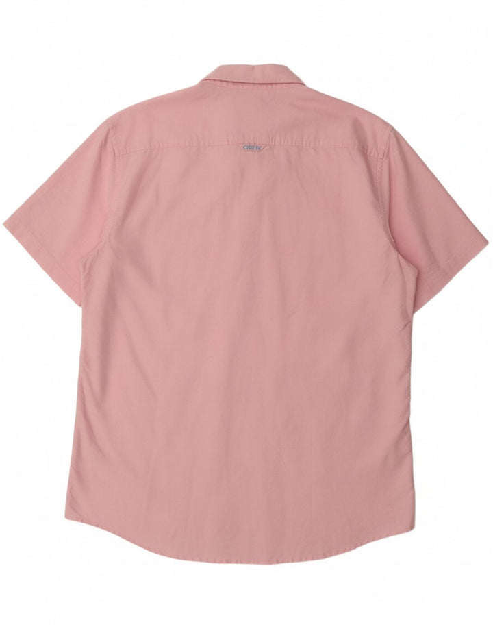 J. CREW Camisa masculina de manga curta grande algodão rosa