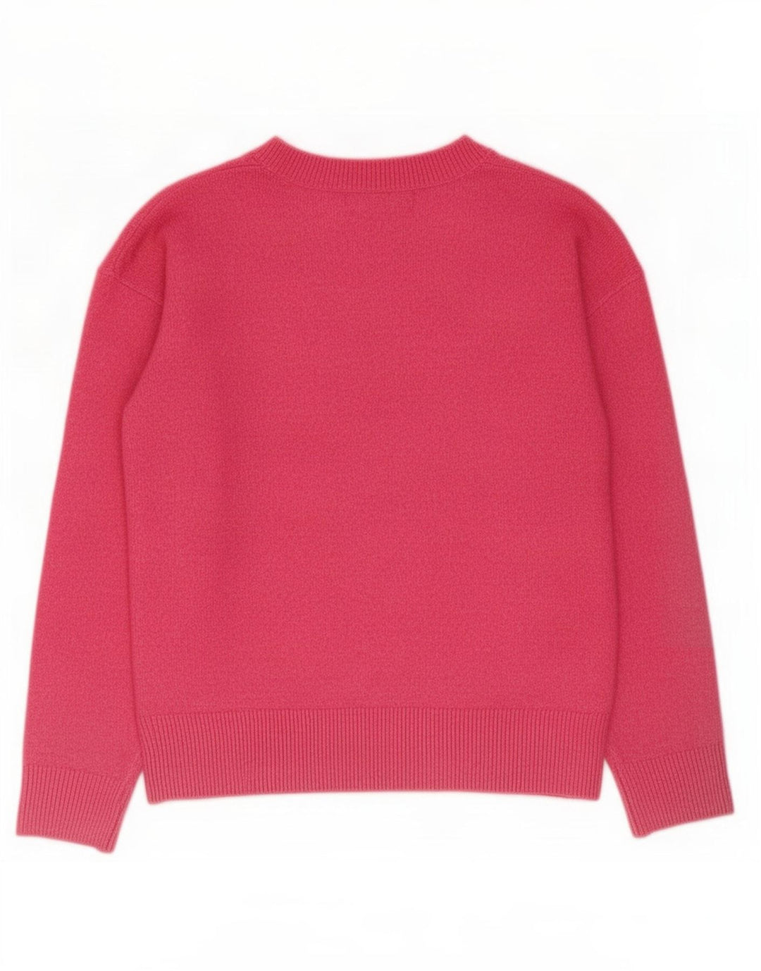 Suéter feminino Marks & Spencer com decote em V Reino Unido 10 pequeno poliéster rosa