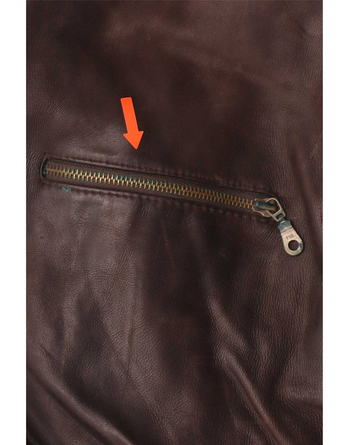 Jaqueta de couro masculina vintage UK 42 XL marrom
