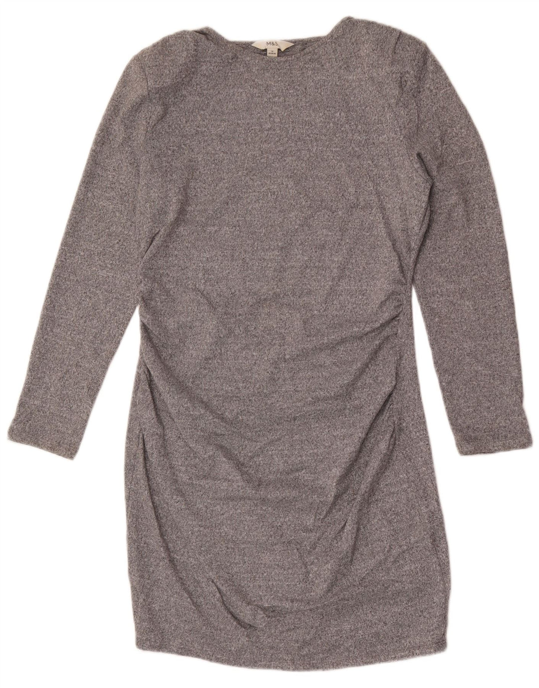 Vestido feminino Marks & Spencer com bainha de manga comprida Reino Unido 14 cinza médio manchado