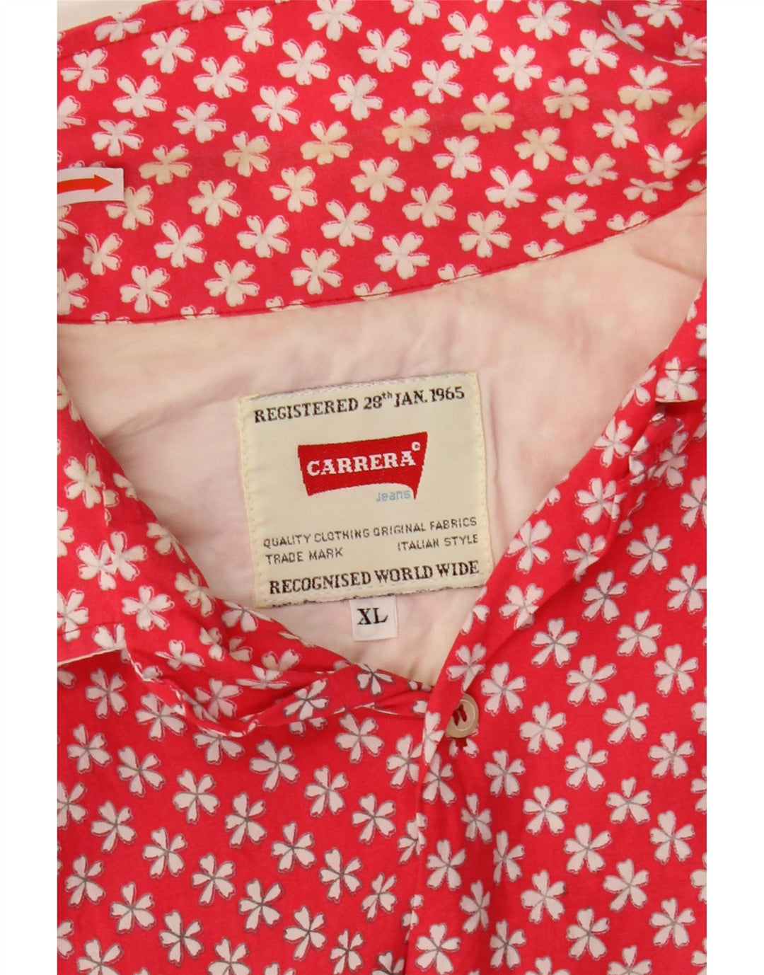 Camisa masculina de manga curta Carrera XL vermelha floral