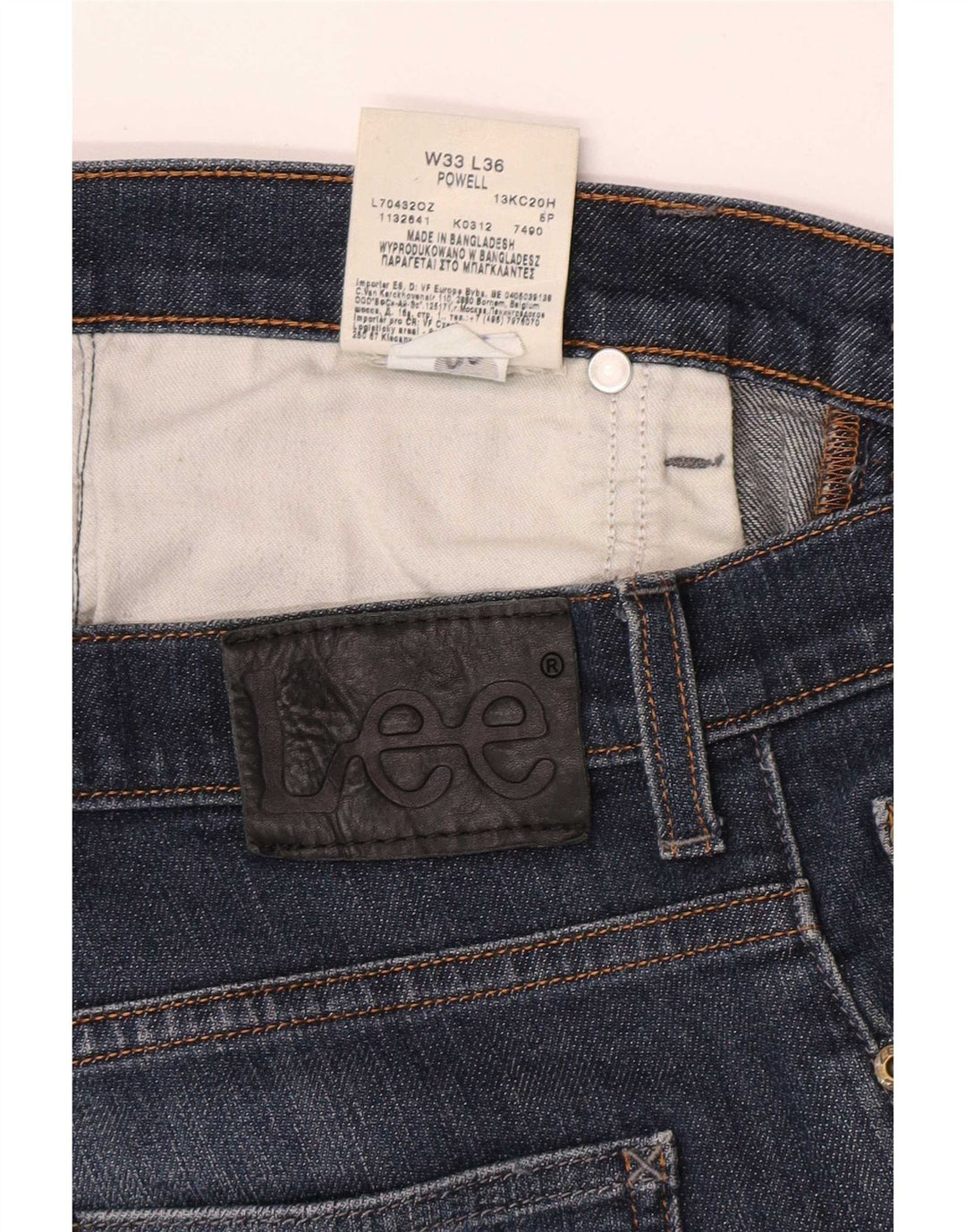 Lee Mens Powell Straight Jeans W33 L30 Azul Algodão