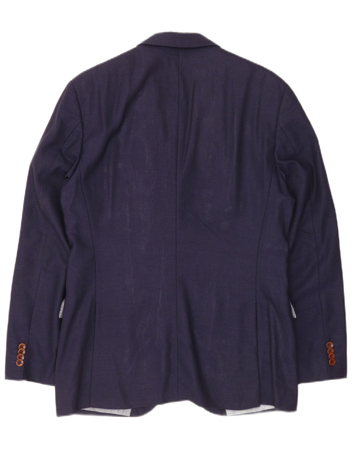 Jaqueta Blazer Masculina Hugo Boss com 2 Botões EU 48 Lã Virgem Azul Marinho Médio