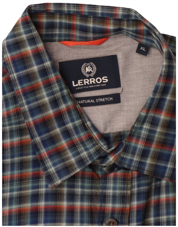 Lerros Camisa Stretch Masculina XL Azul Marinho Xadrez