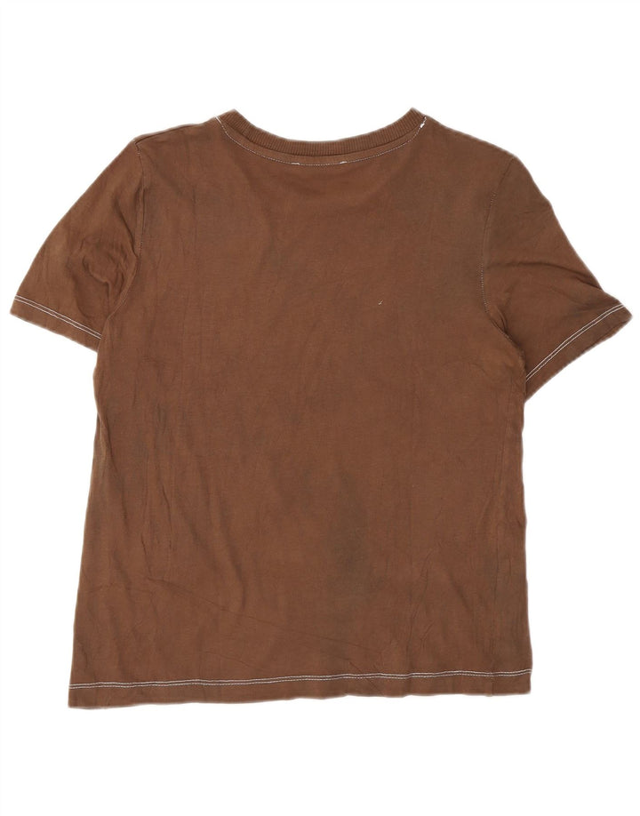 Zara Camiseta Feminina Top UK 10 Pequena Marrom