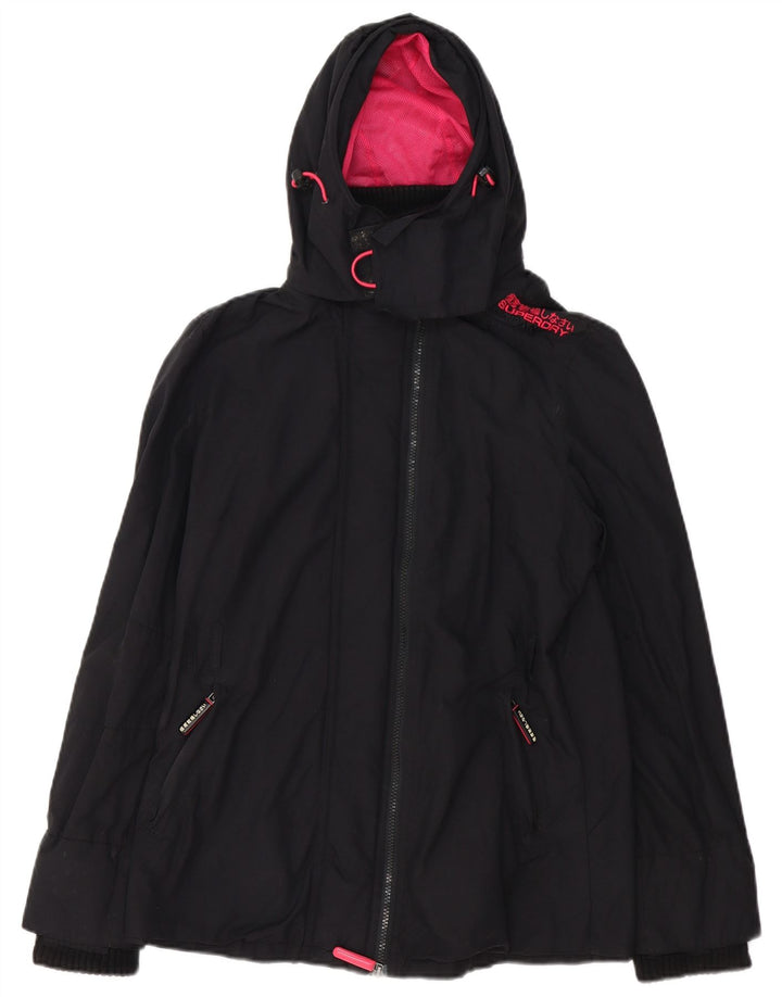 Jaqueta de chuva com capuz Superdry Womens The Windmac UK 16 grande nylon preto