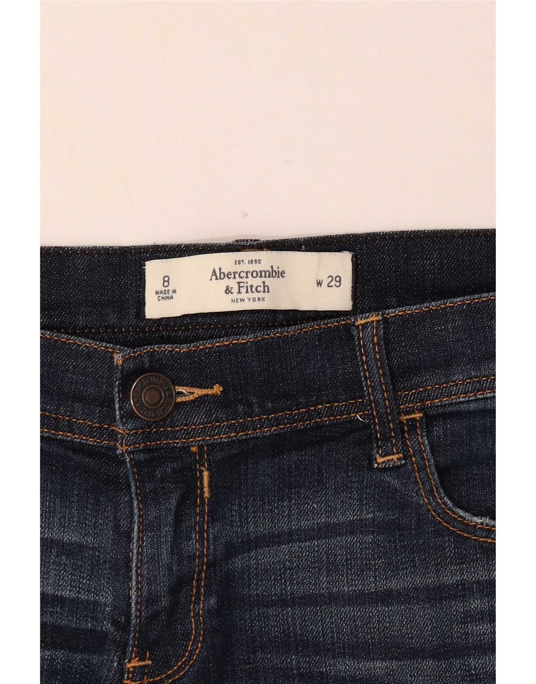 Shorts jeans feminino Abercrombie & Fitch US 8 médio W29 azul marinho