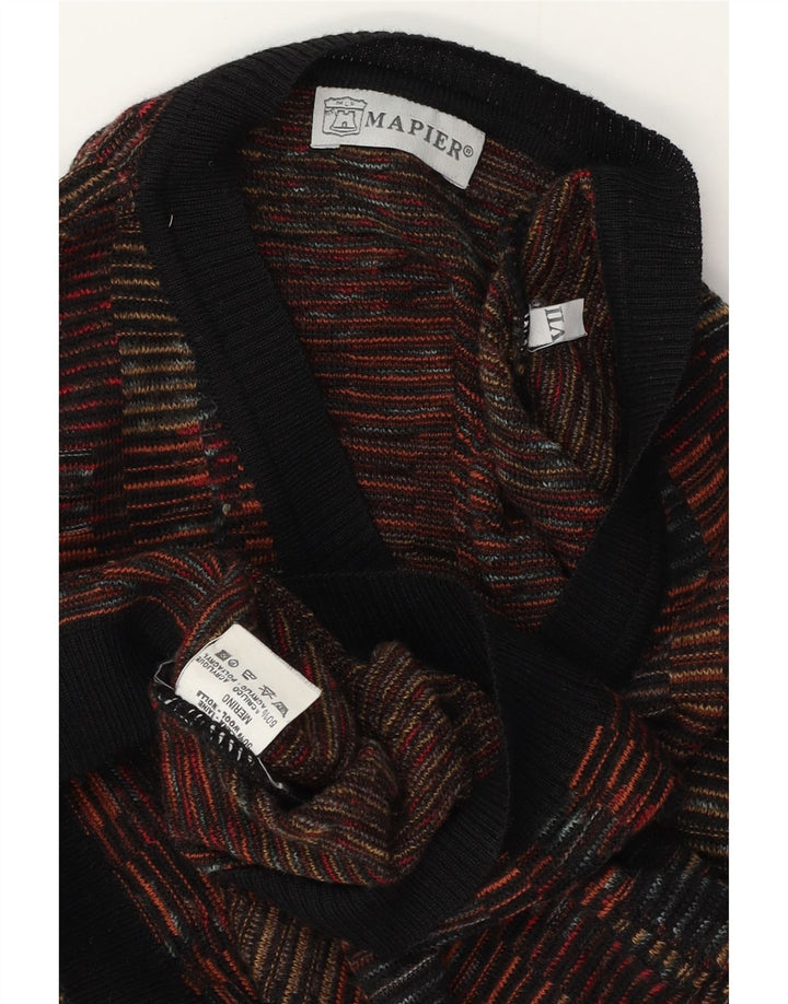 Suéter masculino Mapier com decote em V, grande lã merino geométrica multicolorida