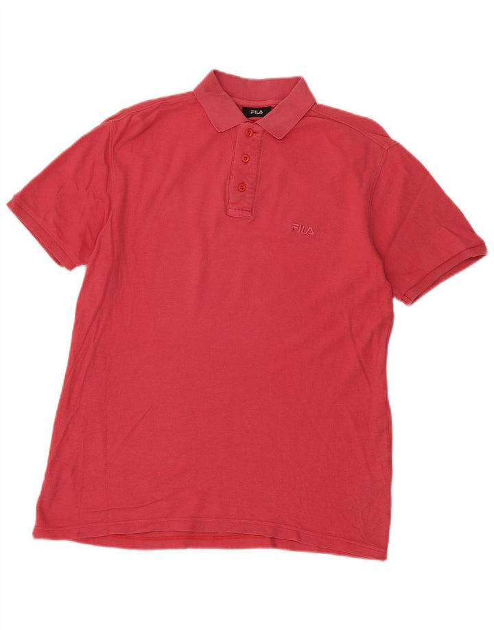 Camisa polo masculina FILA pequena algodão rosa