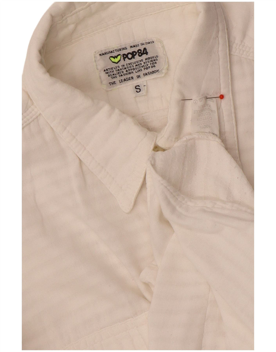 Camisa masculina POP 84 pequena listrada branca de algodão
