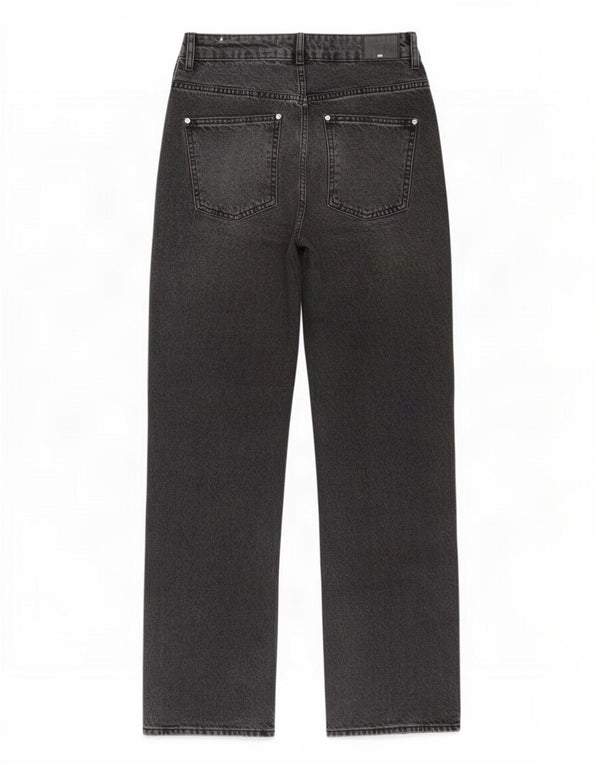 Zara Jeans feminino cintura alta reta EU 38 pequeno W28 L32 cinza