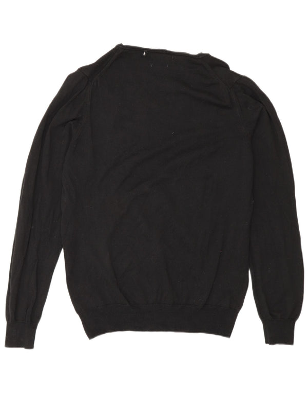Zara Suéter masculino com decote em V médio preto