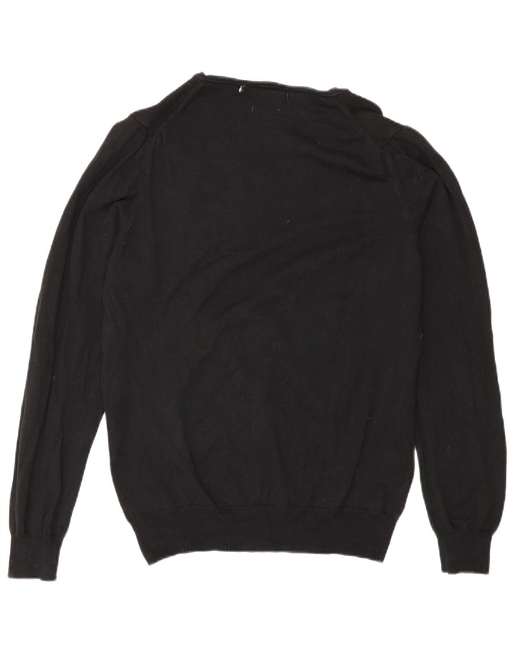 Zara Suéter masculino com decote em V médio preto