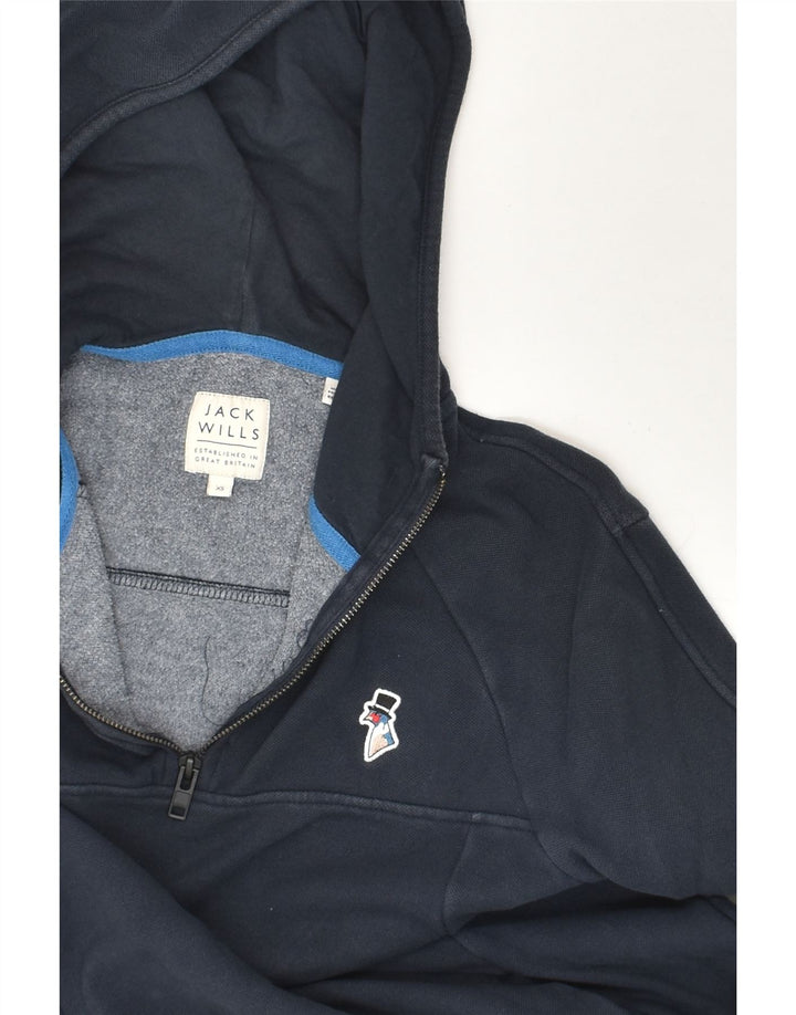 JACK WILLS Mens Zip Neck Hoodie Jumper XS Navy Blue Cotton | Vintage Jack Wills | Thrift | Second-Hand Jack Wills | Used Clothing | Messina Hembry 