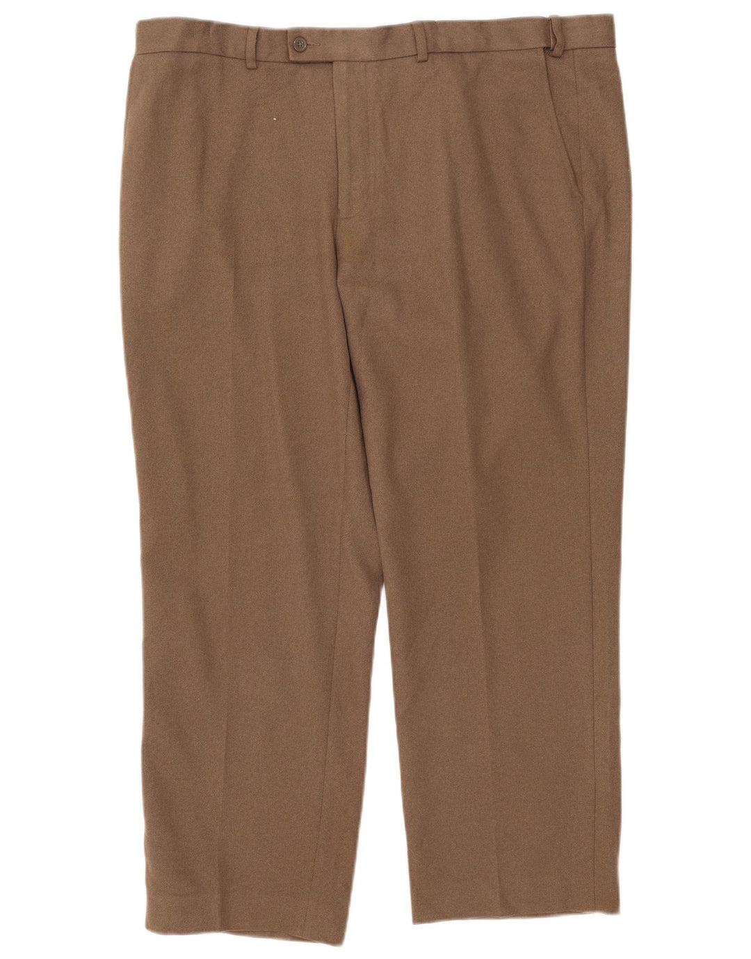 Calça chino masculina Marks & Spencer de ajuste regular W42 L29 poliéster marrom