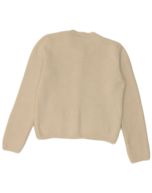 Suéter cardigã feminino Zara UK 12 médio off white acrílico