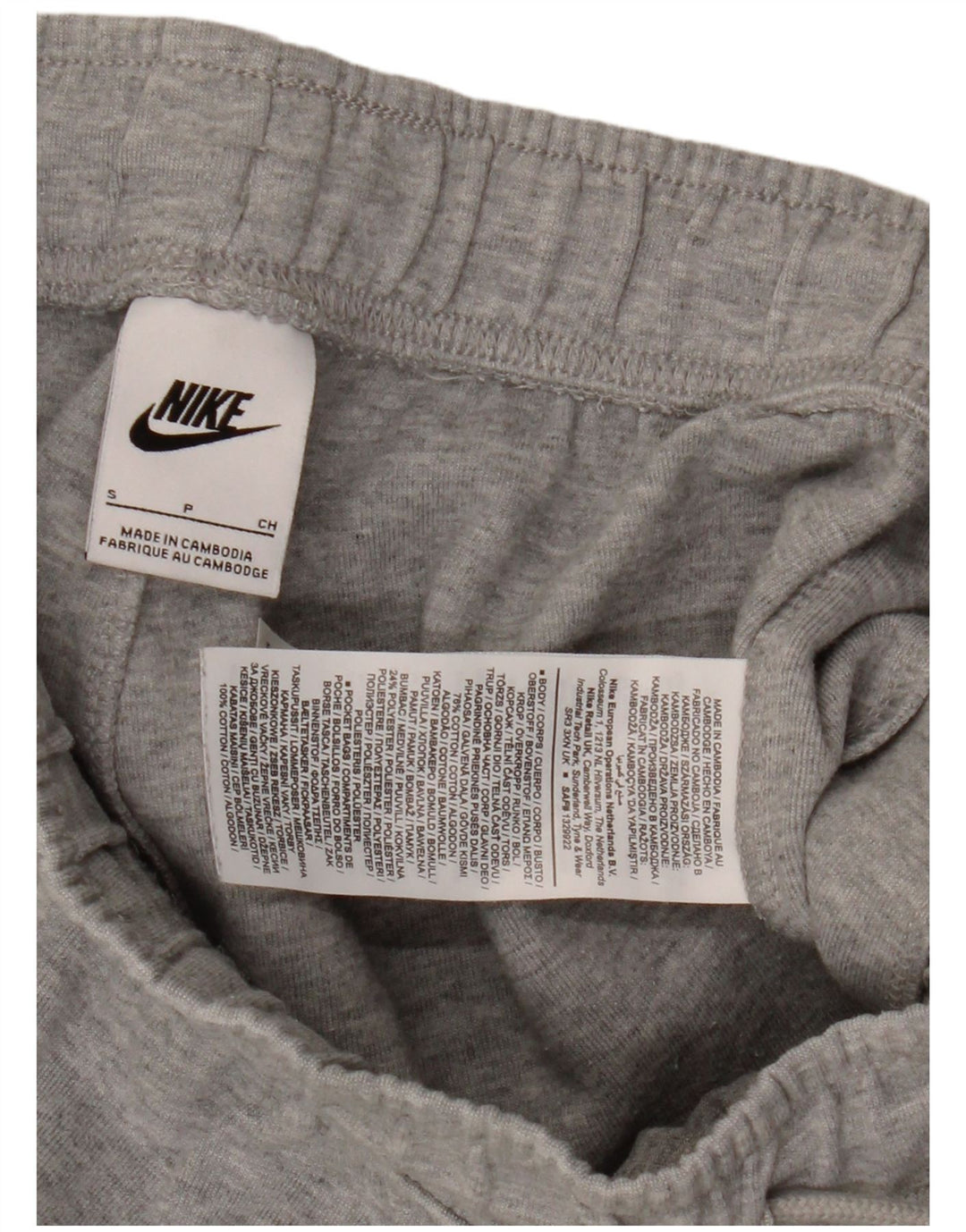 Calça de treino masculina Nike joggers pequeno algodão cinza