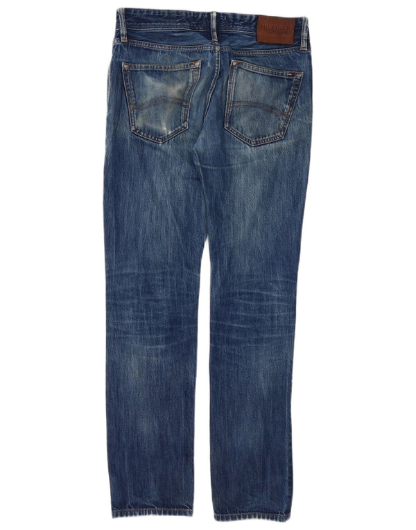 Tommy Hilfiger Masculino Distressed Slim Jeans W30 L32 Azul Algodão