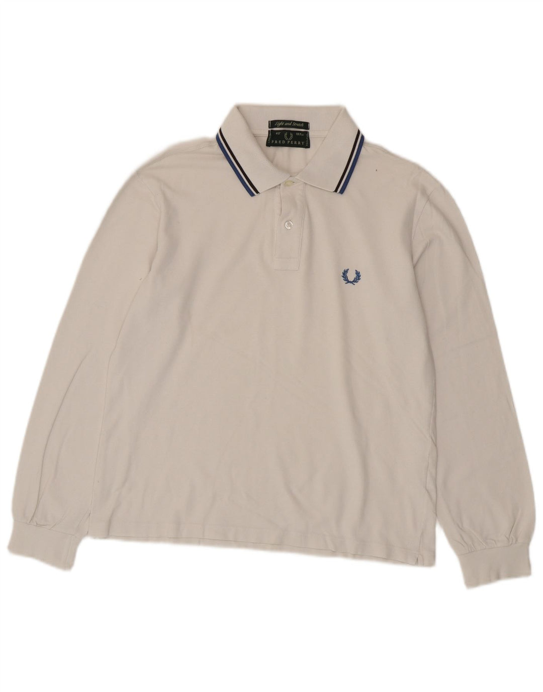 Camisa polo masculina de manga comprida Fred Perry de algodão branco médio