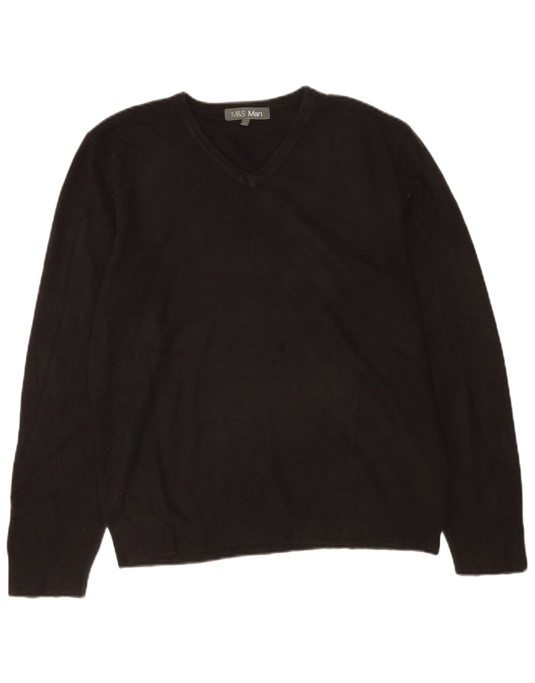 Suéter masculino Marks & Spencer com decote em V grande acrílico preto