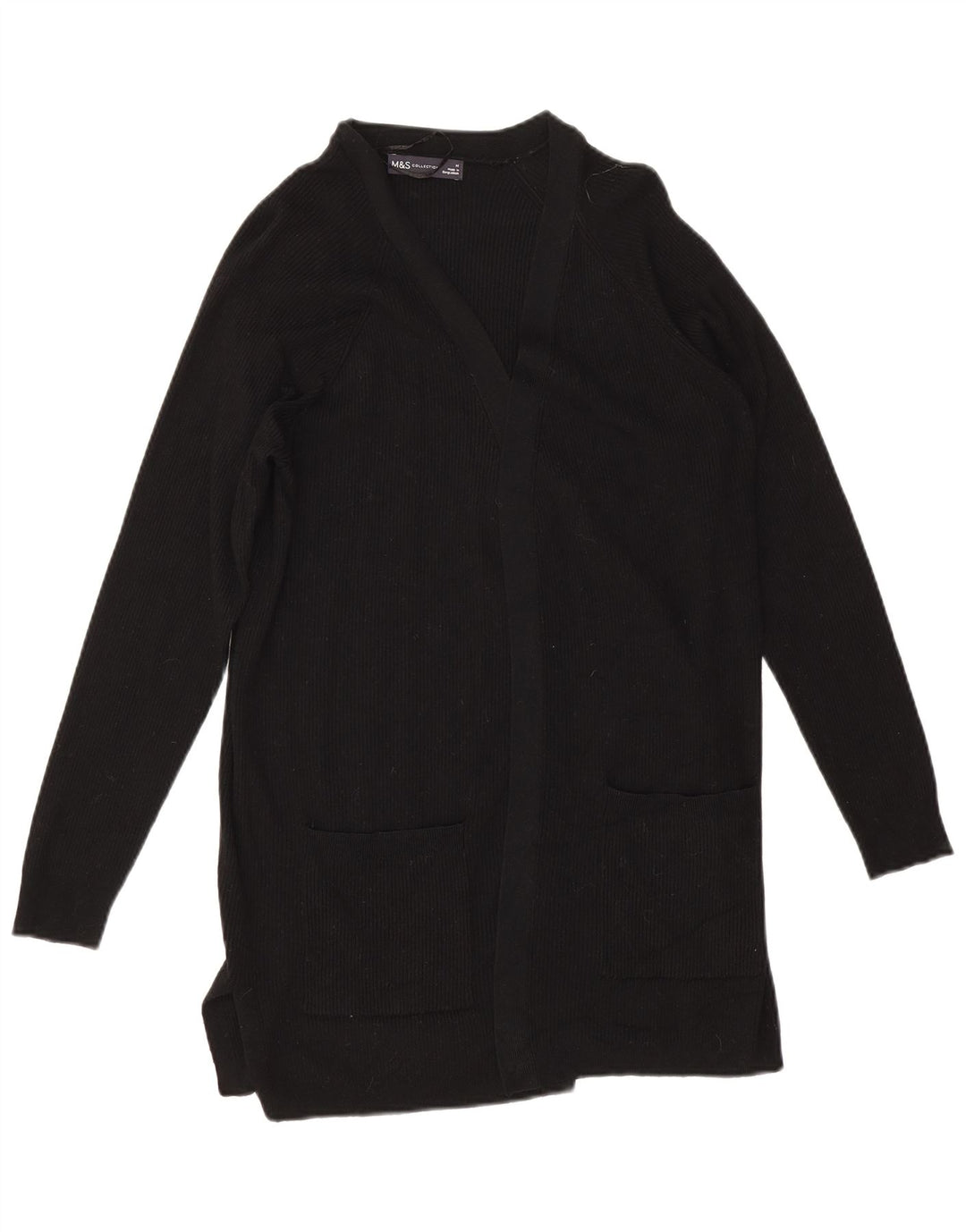 Suéter cardigã aberto feminino Marks & Spencer Reino Unido 14 viscose preta média