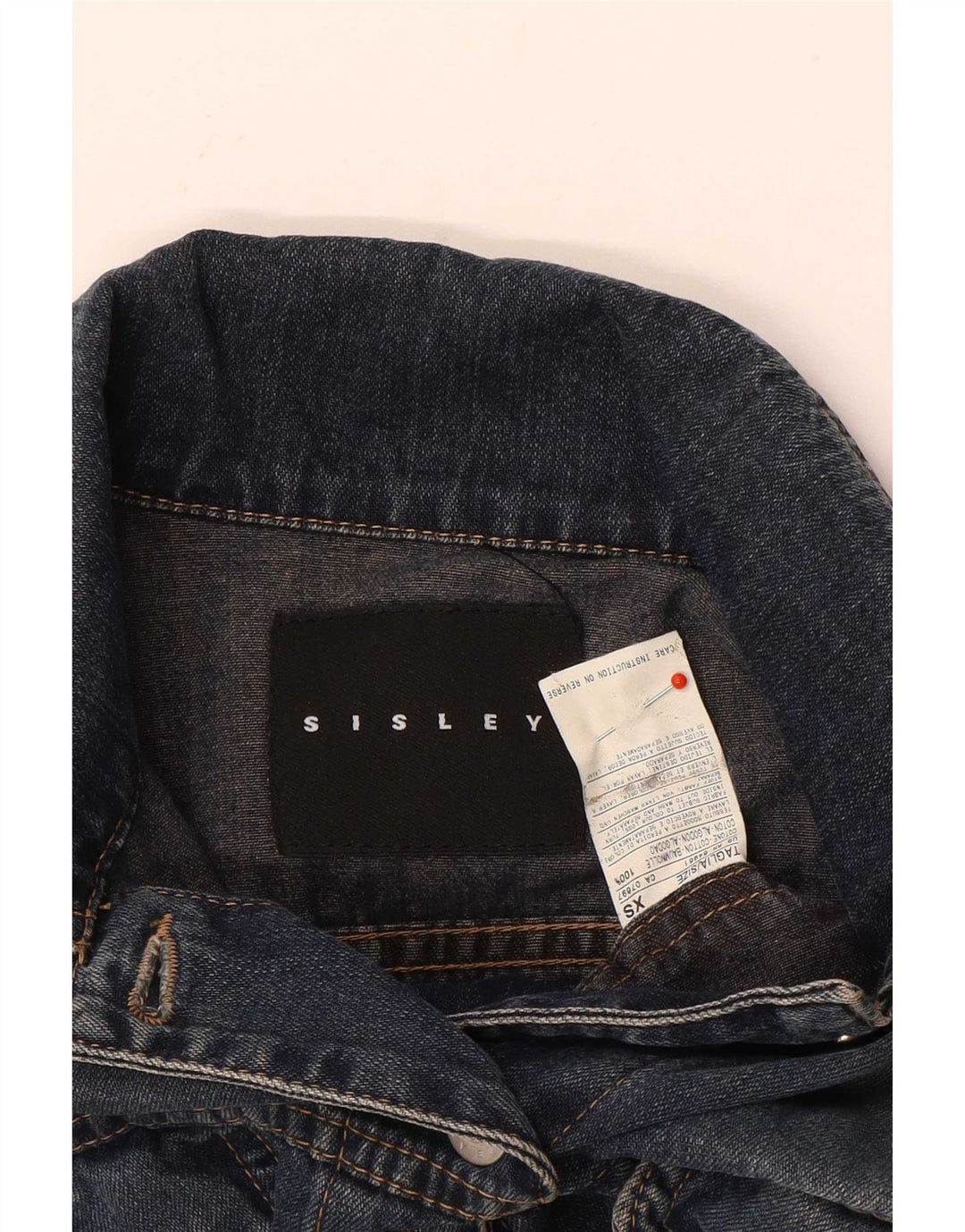 Jaqueta jeans feminina Sisley UK 6 XS azul algodão
