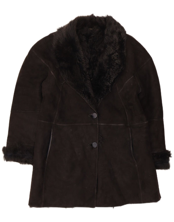 Casaco feminino Muflone Shearling IT 48 XL couro preto