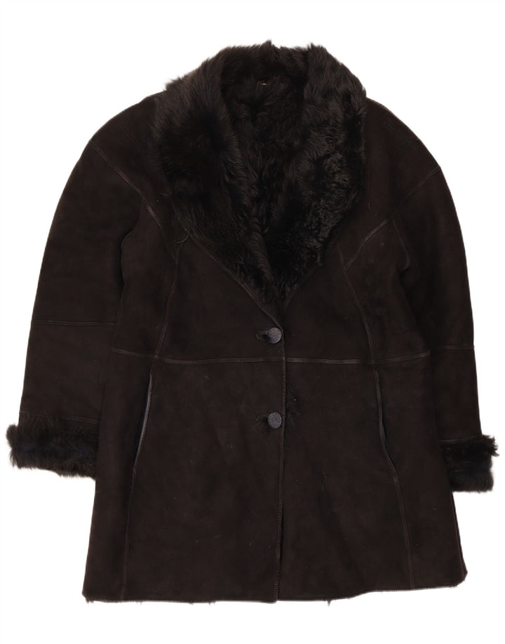 Casaco feminino Muflone Shearling IT 48 XL couro preto
