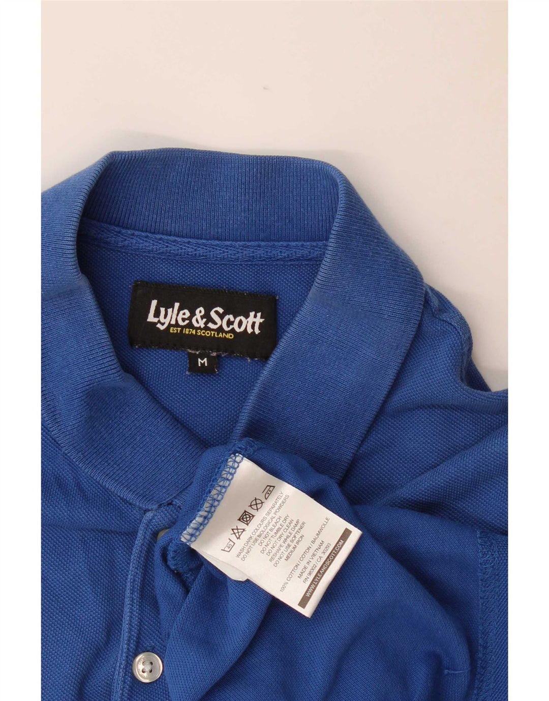 Camisa polo masculina Lyle & Scott de algodão azul médio
