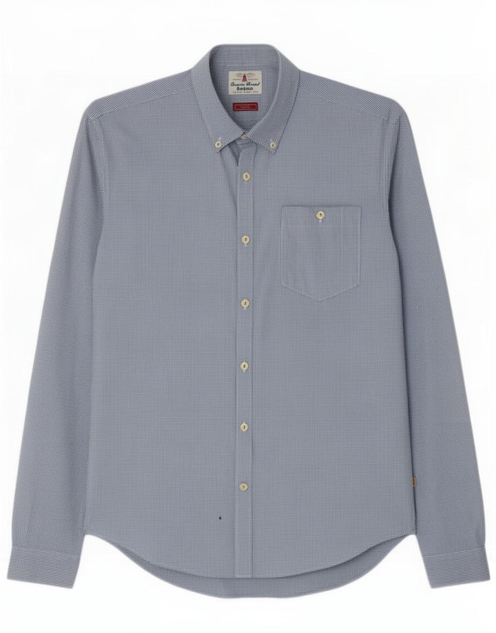 Camisa masculina Slim Fit Barbour de algodão guingão azul médio
