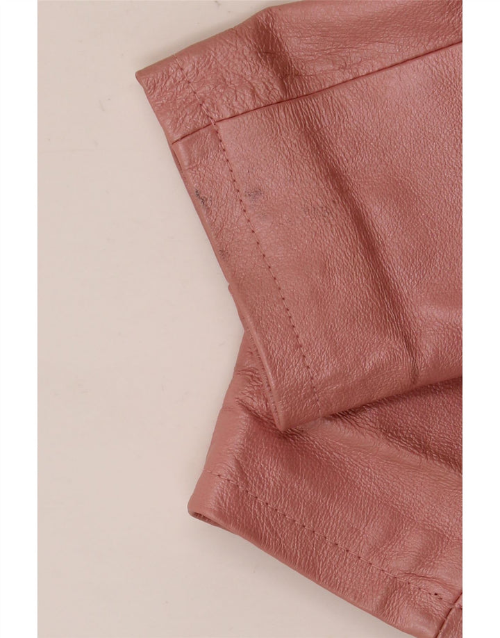 Jaqueta de couro feminina vintage UK 18 XL couro rosa