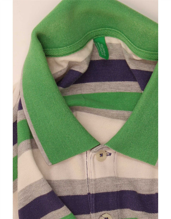 Camisa polo masculina Benetton média listrada multicolorida