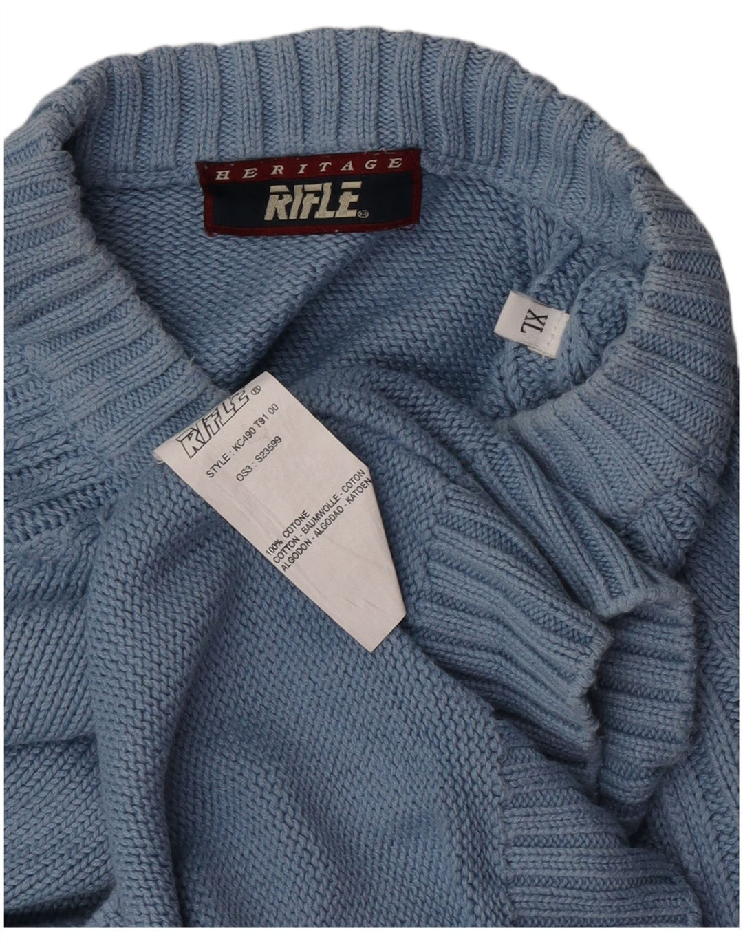Suéter masculino Rifle com gola redonda XL algodão azul