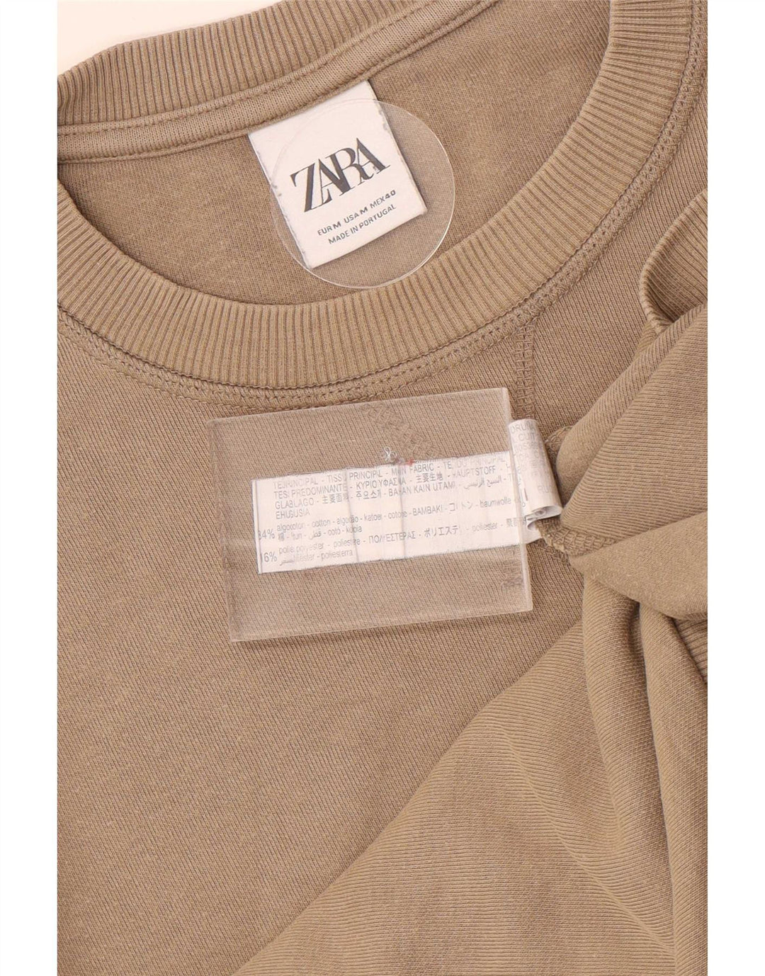 Zara Moletom Masculino Jumper Médio Bege Algodão