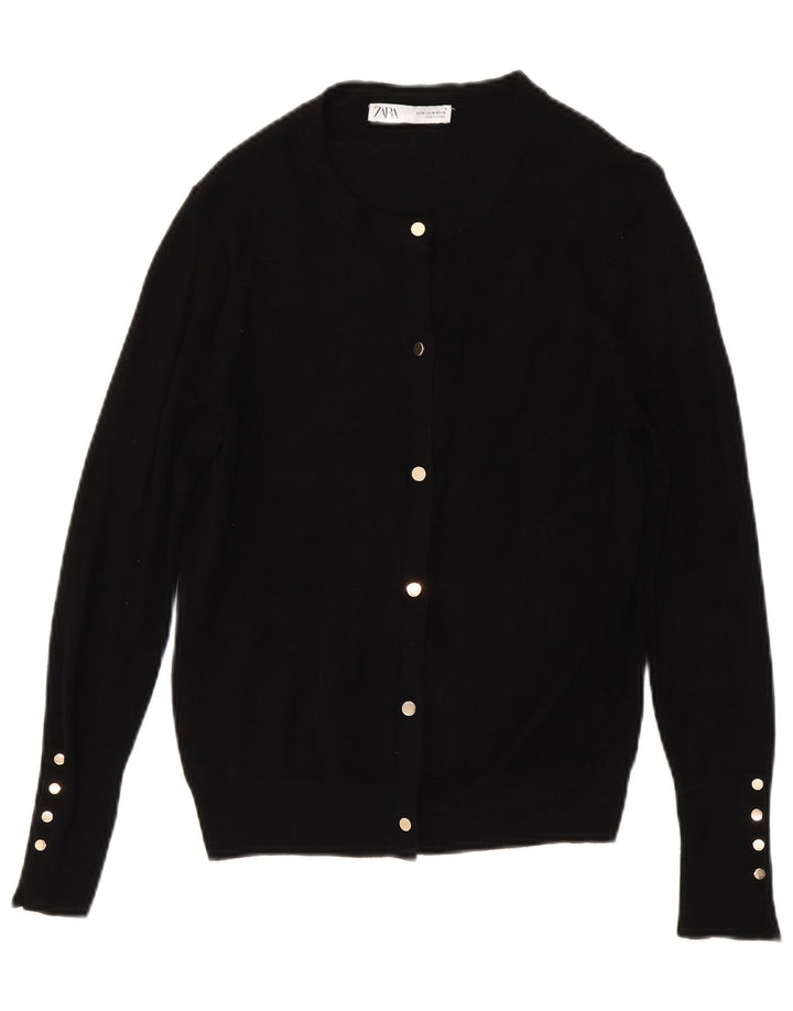 Suéter cardigã feminino Zara Reino Unido 12 viscose preta média