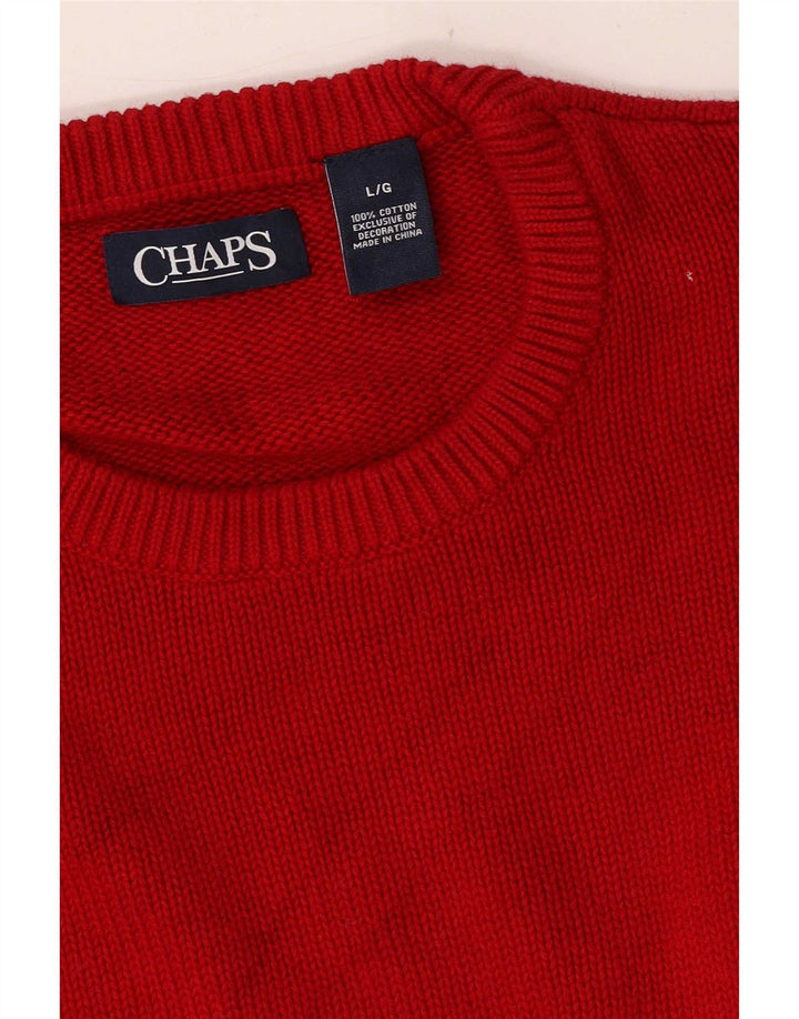 Suéter masculino Chaps com gola redonda, grande algodão vermelho