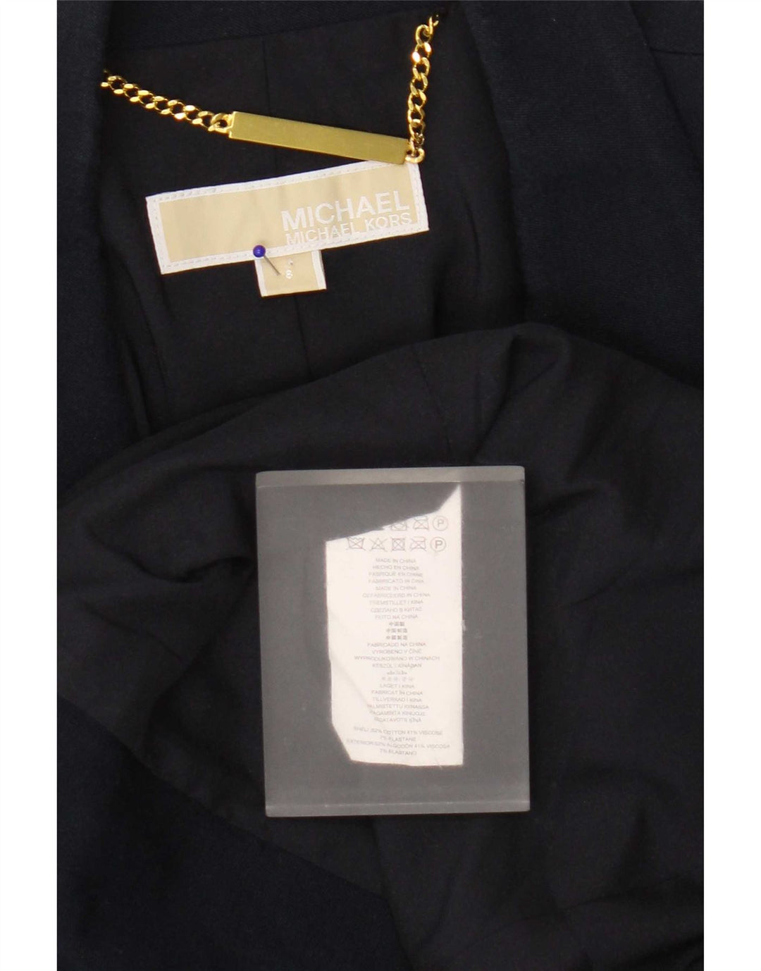 Jaqueta blazer feminina Michael Kors com peito duplo EUA 8 azul marinho médio