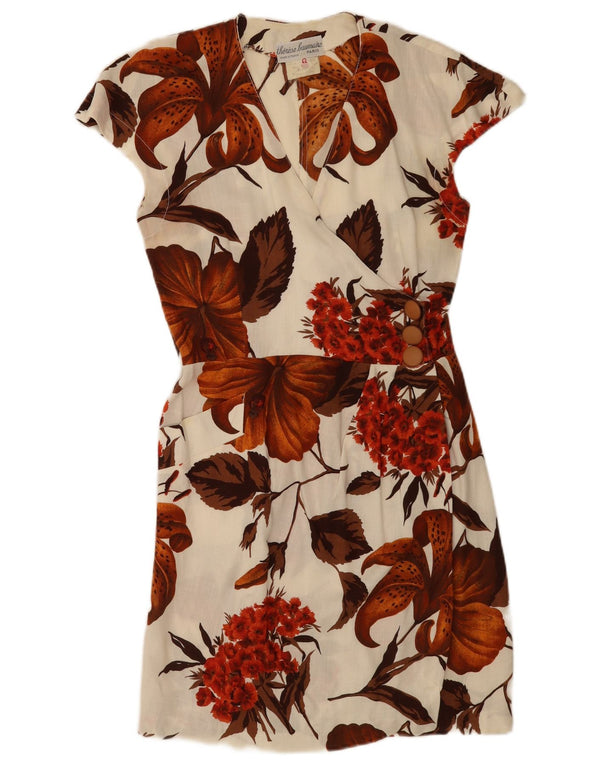 Vestido feminino Therese Baumaire EU 42 grande viscose floral branca
