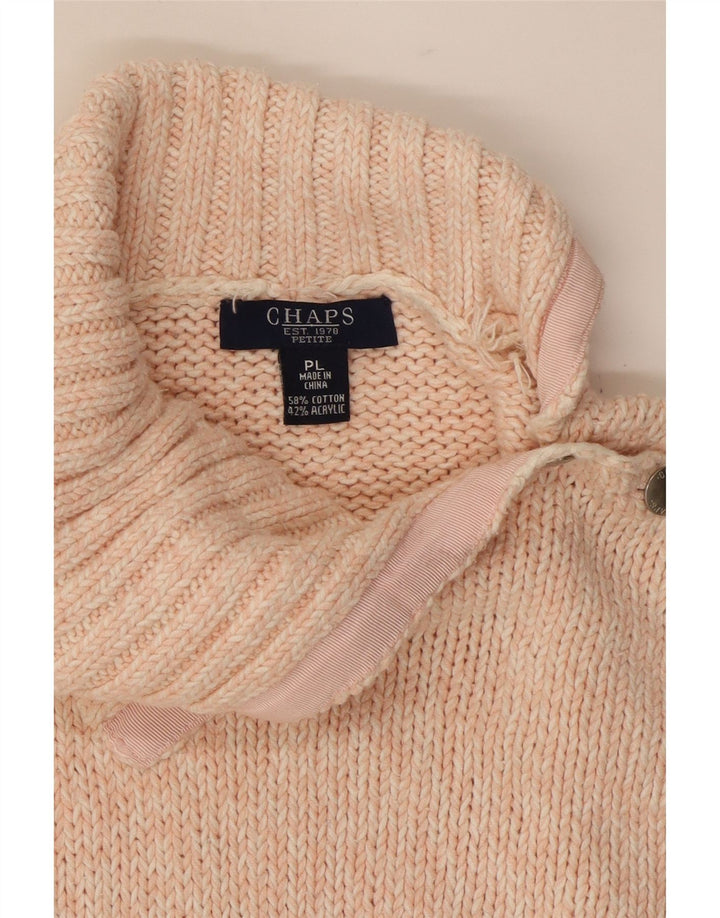 CHAPS Womens Shawl Neck Jumper Sweater UK 14 Large Pink Flecked Cotton Vintage Chaps and Second-Hand Chaps from Messina Hembry 