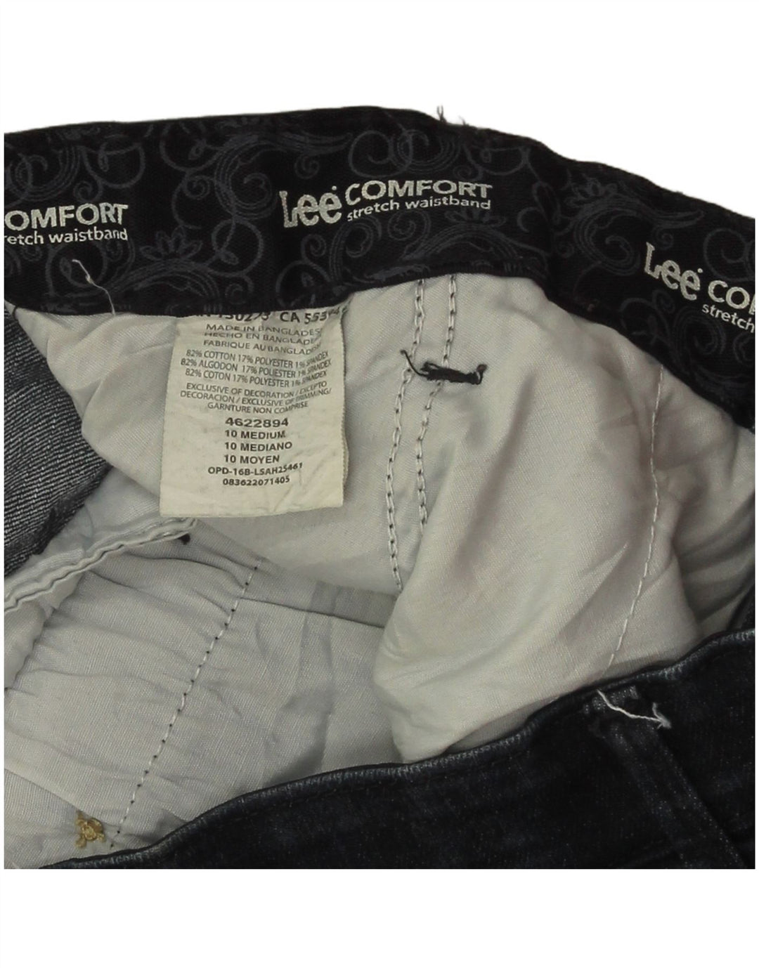 Shorts jeans feminino Lee US 10 grande W32 algodão azul marinho