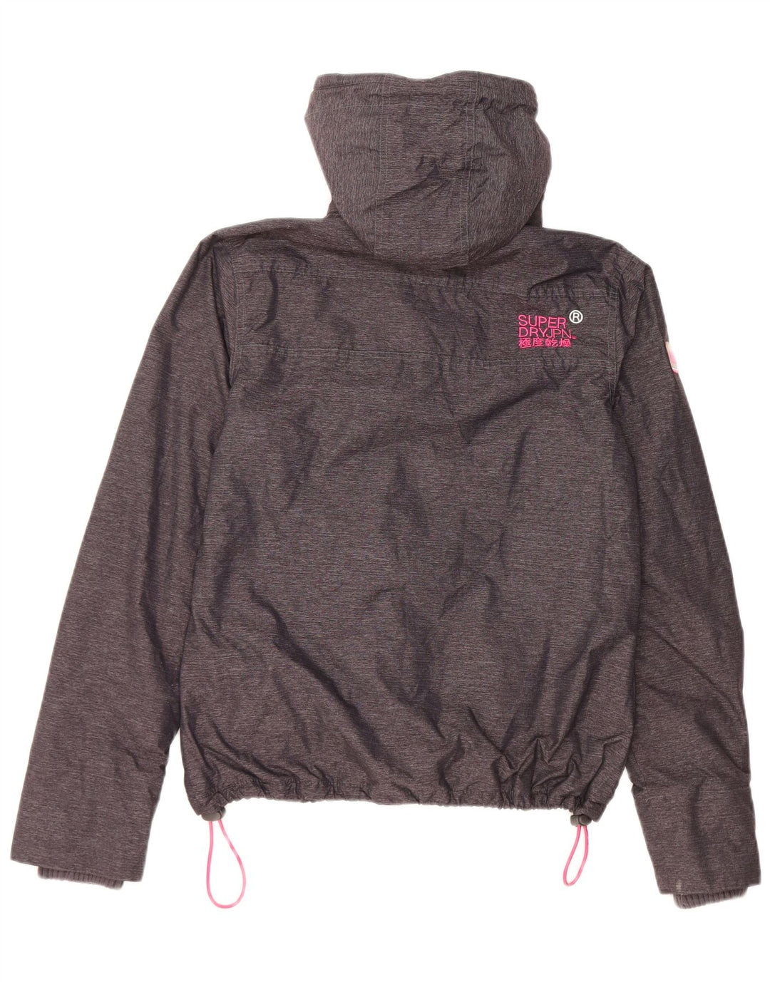 Jaqueta corta-vento feminina Superdry com capuz e blusão UK 14 médio preto