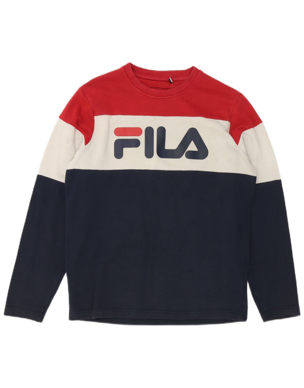 Fila Moletom Gráfico Masculino Jumper Pequeno Multicolorido Colorblock Algodão