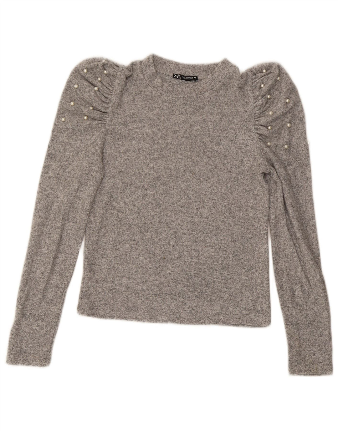 Zara Womens Crop Top Manga Longa Reino Unido 10 Pequeno Cinza